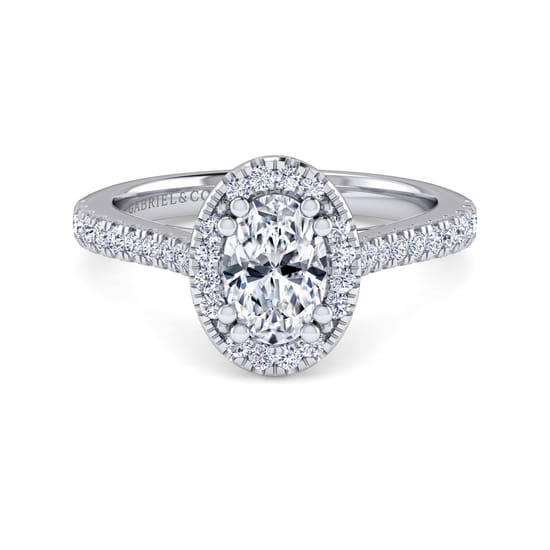 Gabriel - Platinum Oval Halo Diamond Engagement Ring