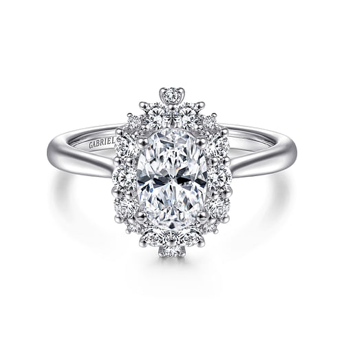 Platinum Oval Halo Diamond Engagement Ring