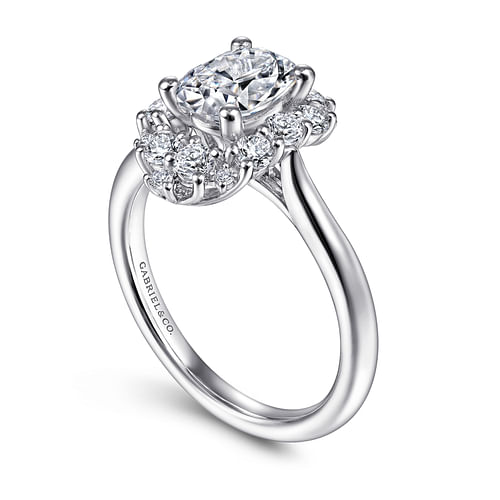 Platinum Oval Halo Diamond Engagement Ring