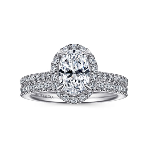 Platinum Oval Halo Diamond Engagement Ring