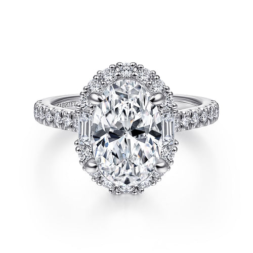 Platinum Oval Halo Diamond Engagement Ring