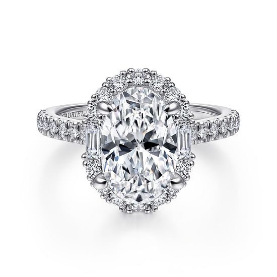 Gabriel - Platinum Oval Halo Diamond Engagement Ring