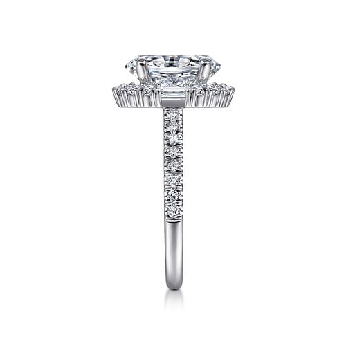 Platinum Oval Halo Diamond Engagement Ring