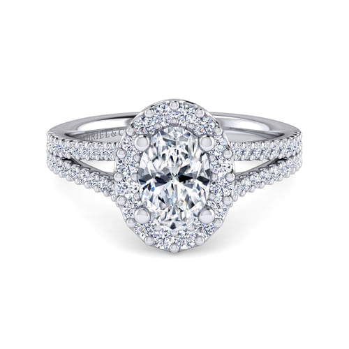 Platinum Oval Halo Diamond Engagement Ring