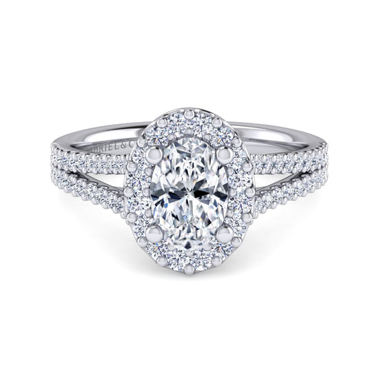 Gabriel - Platinum Oval Halo Diamond Engagement Ring