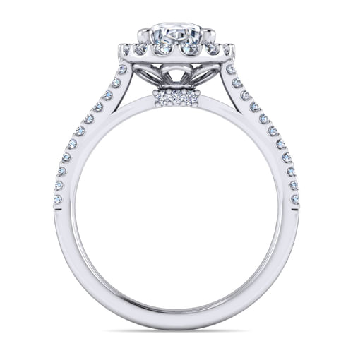 Platinum Oval Halo Diamond Engagement Ring
