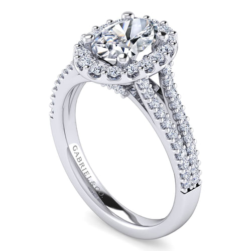 Platinum Oval Halo Diamond Engagement Ring