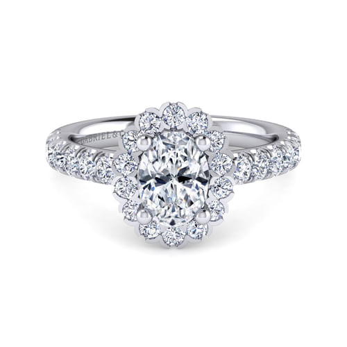 Platinum Oval Halo Diamond Engagement Ring