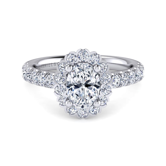 Gabriel - Platinum Oval Halo Diamond Engagement Ring