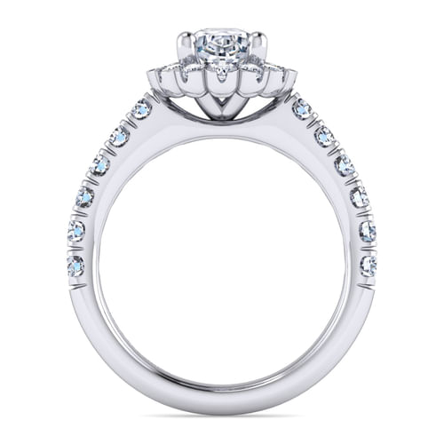 Platinum Oval Halo Diamond Engagement Ring