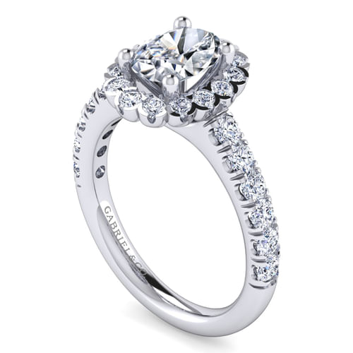 Platinum Oval Halo Diamond Engagement Ring