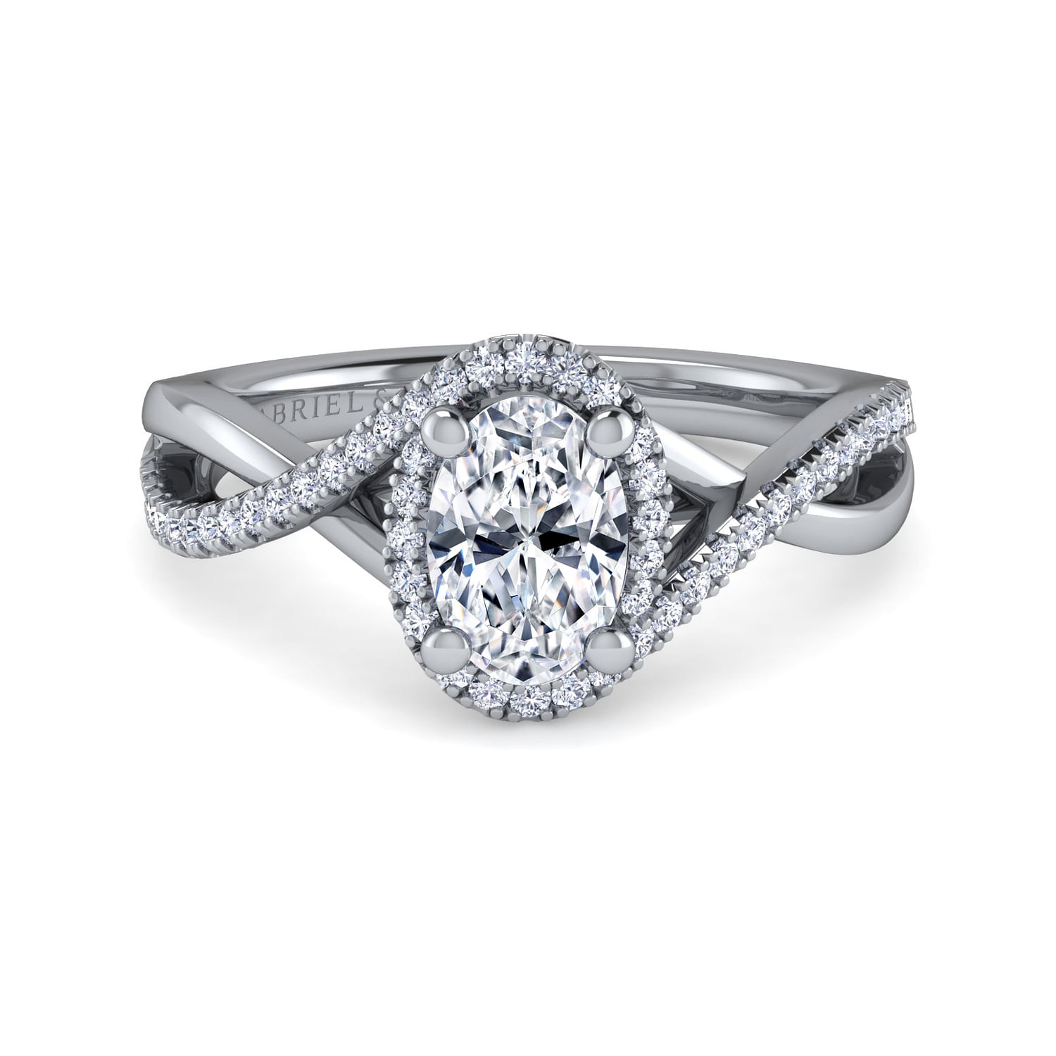Gabriel - Platinum Oval Halo Diamond Engagement Ring