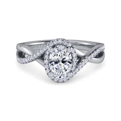 Platinum Oval Halo Diamond Engagement Ring