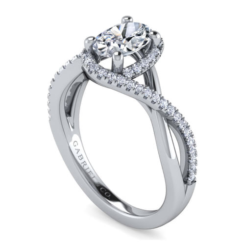 Platinum Oval Halo Diamond Engagement Ring