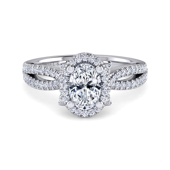 Gabriel - Platinum Oval Halo Diamond Engagement Ring