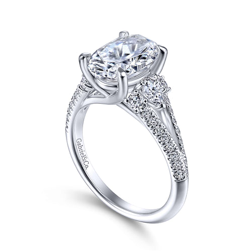 Platinum Oval Three Stone Diamond Engagement Ring