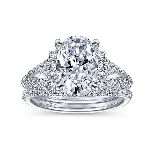 Platinum Oval Three Stone Diamond Engagement Ring