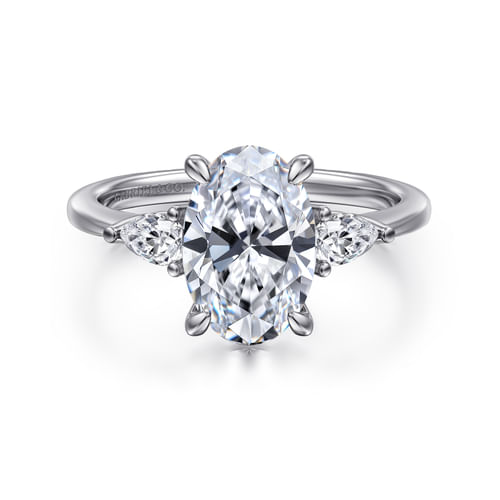 Platinum Oval Three Stone Diamond Engagement Ring