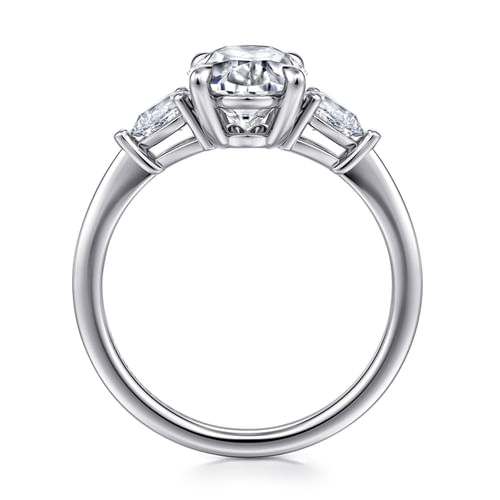 Platinum Oval Three Stone Diamond Engagement Ring