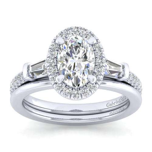 Platinum Oval Three Stone Halo Diamond Channel Set Engagement Ring