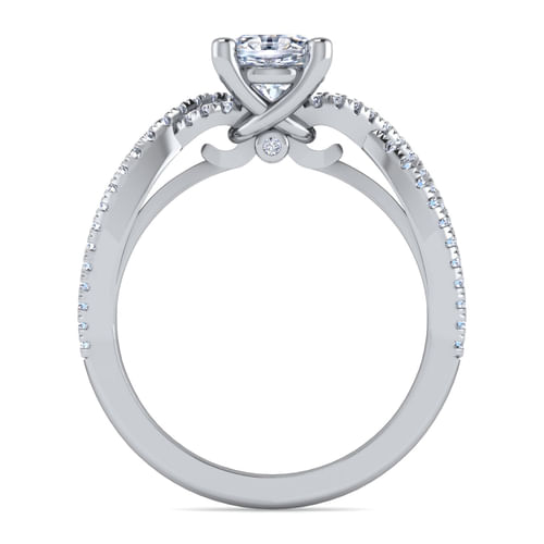 Platinum Oval Twisted Diamond Engagement Ring