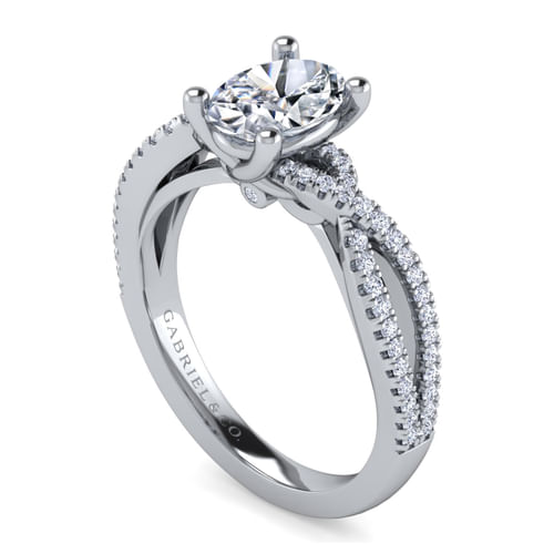 Platinum Oval Twisted Diamond Engagement Ring