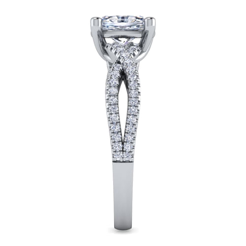 Platinum Oval Twisted Diamond Engagement Ring