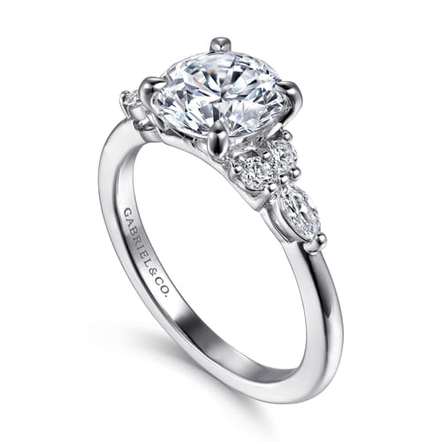 Platinum Pear Shape Diamond Cluster Engagement Ring