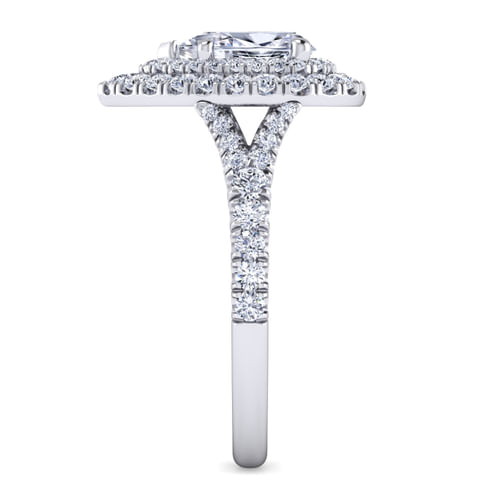 Platinum Pear Shape Double Halo Diamond Engagement Ring