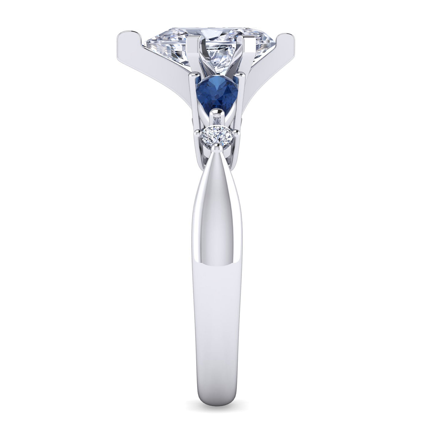 Platinum Pear Shape Five Stone Sapphire and Diamond Engagement Ring