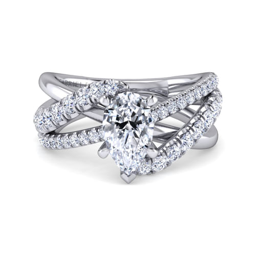 Platinum Pear Shape Free Form Diamond Engagement Ring