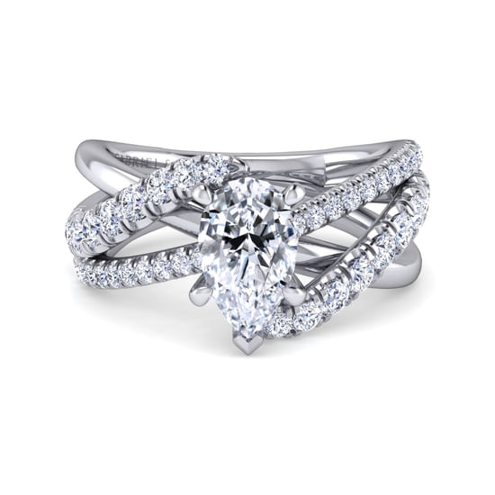 Gabriel - Platinum Pear Shape Free Form Diamond Engagement Ring