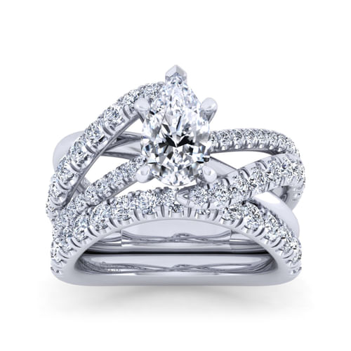Platinum Pear Shape Free Form Diamond Engagement Ring
