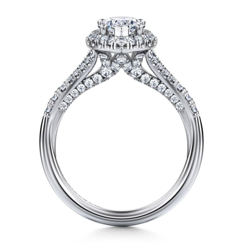 Platinum Pear Shape Halo Diamond Engagement Ring