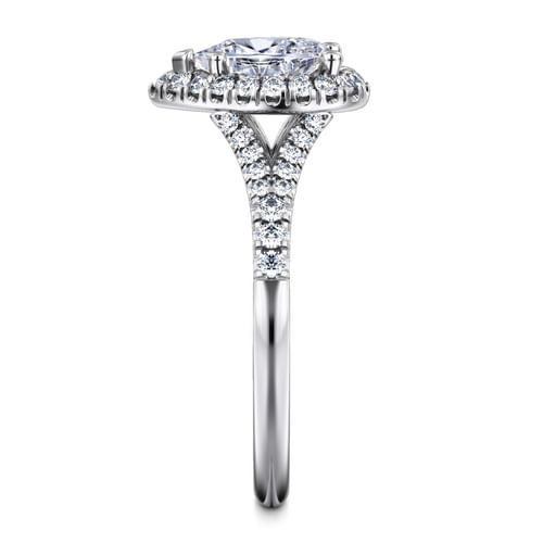 Platinum Pear Shape Halo Diamond Engagement Ring
