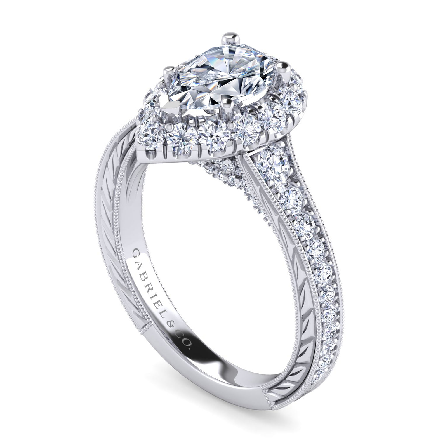 Platinum Pear Shape Halo Diamond Engagement Ring ER12825P4PT4JJ