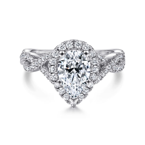 Platinum Pear Shape Halo Diamond Engagement Ring