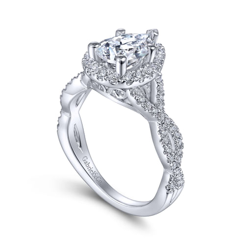Platinum Pear Shape Halo Diamond Engagement Ring