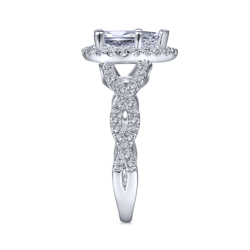 Platinum Pear Shape Halo Diamond Engagement Ring