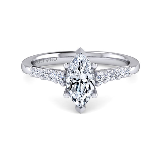 Gabriel - Platinum Pear Shape Halo Diamond Engagement Ring
