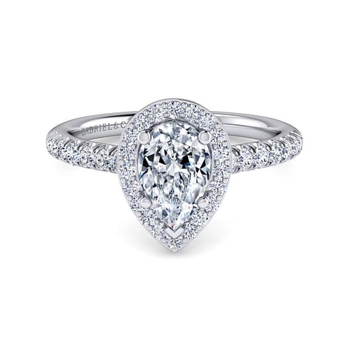 Platinum Pear Shape Halo Diamond Engagement Ring