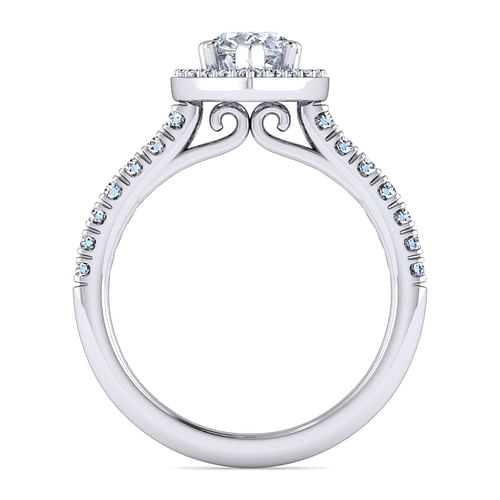 Platinum Pear Shape Halo Diamond Engagement Ring