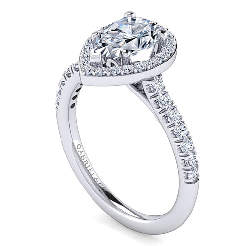 Platinum Pear Shape Halo Diamond Engagement Ring