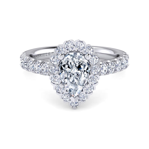 Platinum Pear Shape Halo Diamond Engagement Ring