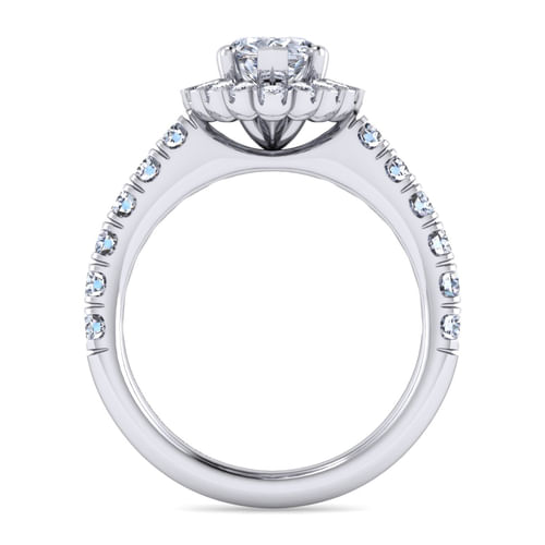 Platinum Pear Shape Halo Diamond Engagement Ring