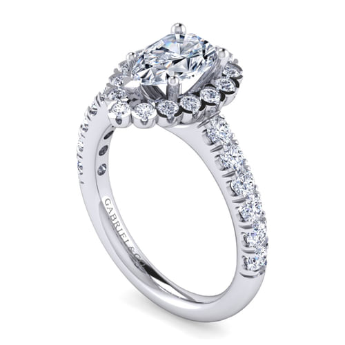 Platinum Pear Shape Halo Diamond Engagement Ring