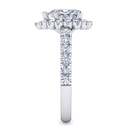 Platinum Pear Shape Halo Diamond Engagement Ring