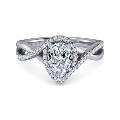 Platinum Pear Shape Halo Diamond Engagement Ring
