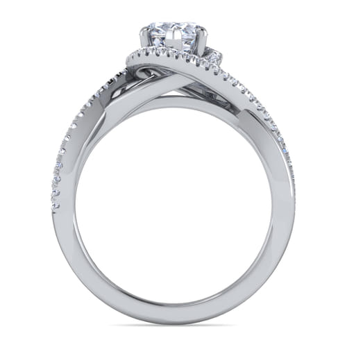 Platinum Pear Shape Halo Diamond Engagement Ring