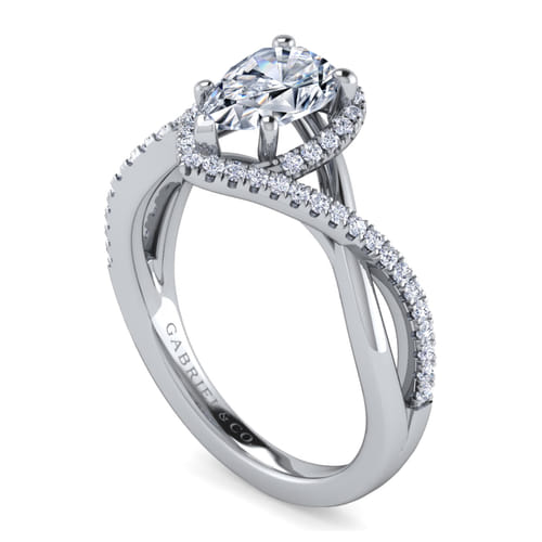 Platinum Pear Shape Halo Diamond Engagement Ring